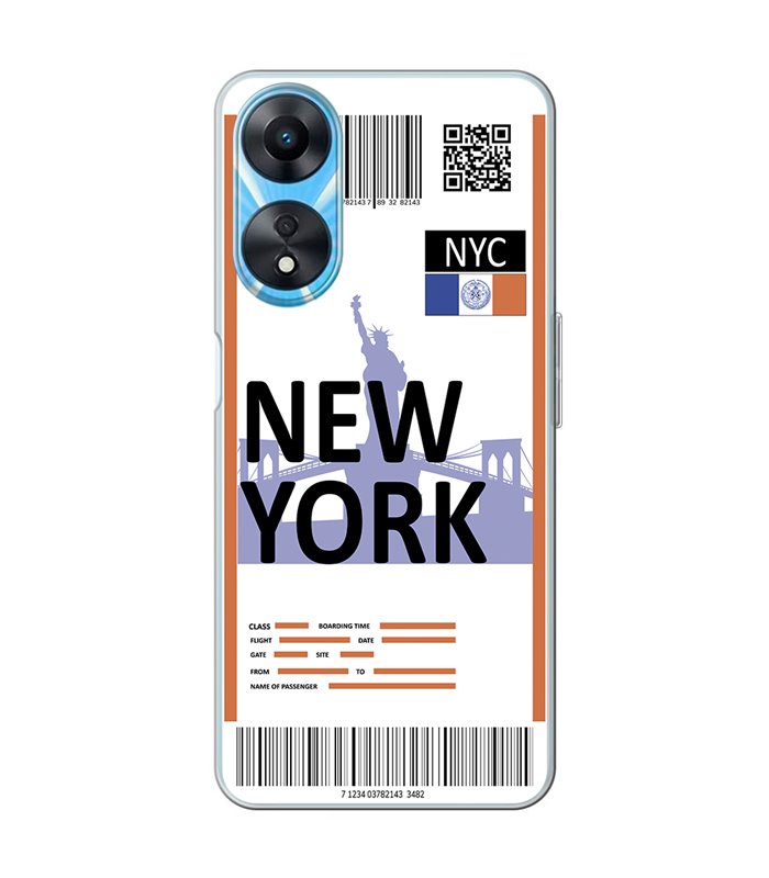 Funda para [ OPPO A78 5G ] Billete de Avión [ New York ] de Silicona Flexible para Smartphone 