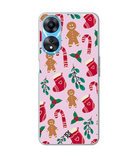 Funda para [ OPPO A78 5G ] Fondo Navidad [ Galleta Christmas Baston Caramelo ] de Silicona Flexible para Smartphone 