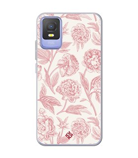 Funda para [ TCL 403 ] Dibujo Botánico [ Flores Rosa Pastel ] de Silicona Flexible para Smartphone