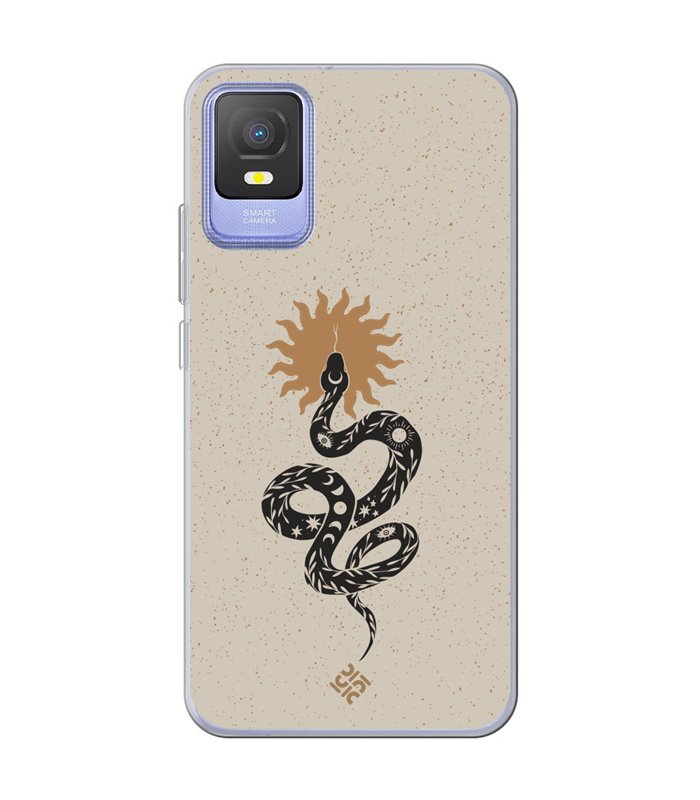 Funda para [ TCL 403 ] Dibujo Esotérico [ Serpiente Esotérica y Signo Solar ] de Silicona Flexible