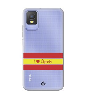 Funda para [ TCL 403 ] Dibujo Auténtico [ I Love España ] de Silicona Flexible para Smartphone