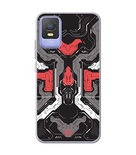 Funda para [ TCL 403 ] Dibujo Gamers [ Cyberpunk Rojo y Grises ] de Silicona Flexible para Smartphone