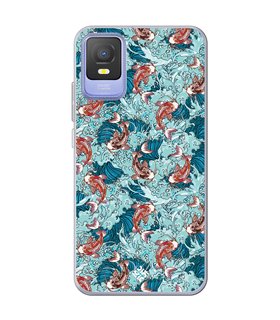 Funda para [ TCL 403 ] Dibujo Japones [ Peces Koi ] de Silicona Flexible para Smartphone 