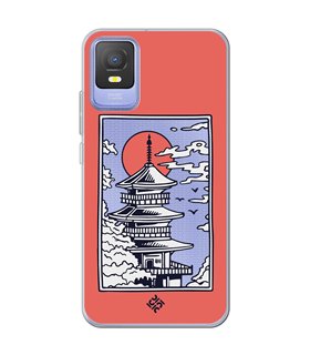 Funda para [ TCL 403 ] Dibujo Japones [ Pagoda con Fondo Transparente Japonesa ] de Silicona Flexible