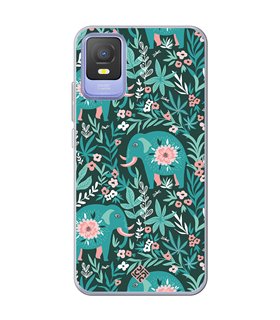 Funda para [ TCL 403 ] Dibujo Mascotas [ Estampado Elefantes Florales ] de Silicona Flexible para Smartphone 