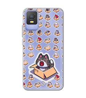 Funda para [ TCL 403 ] Dibujo Mascotas [ Gatos en Cajas ] de Silicona Flexible para Smartphone 