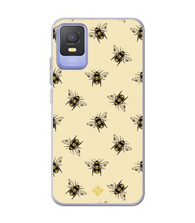 Funda para [ TCL 403 ] Dibujo Mascotas [ Abejas Ilustracion ] de Silicona Flexible para Smartphone