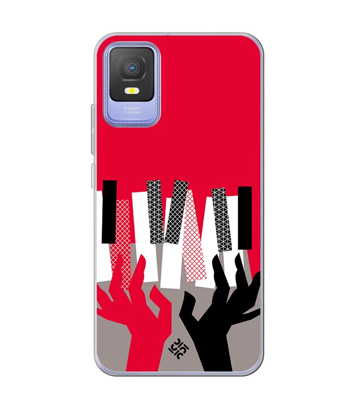 Funda para [ TCL 403 ] Diseño Música [ Tocando el Piano ] de Silicona Flexible para Smartphone 