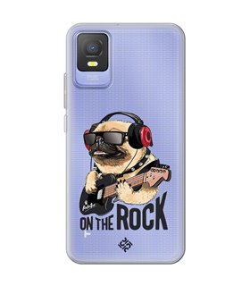 Funda para [ TCL 403 ] Diseño Música [ Pug Perro con Auriculares ] de Silicona Flexible