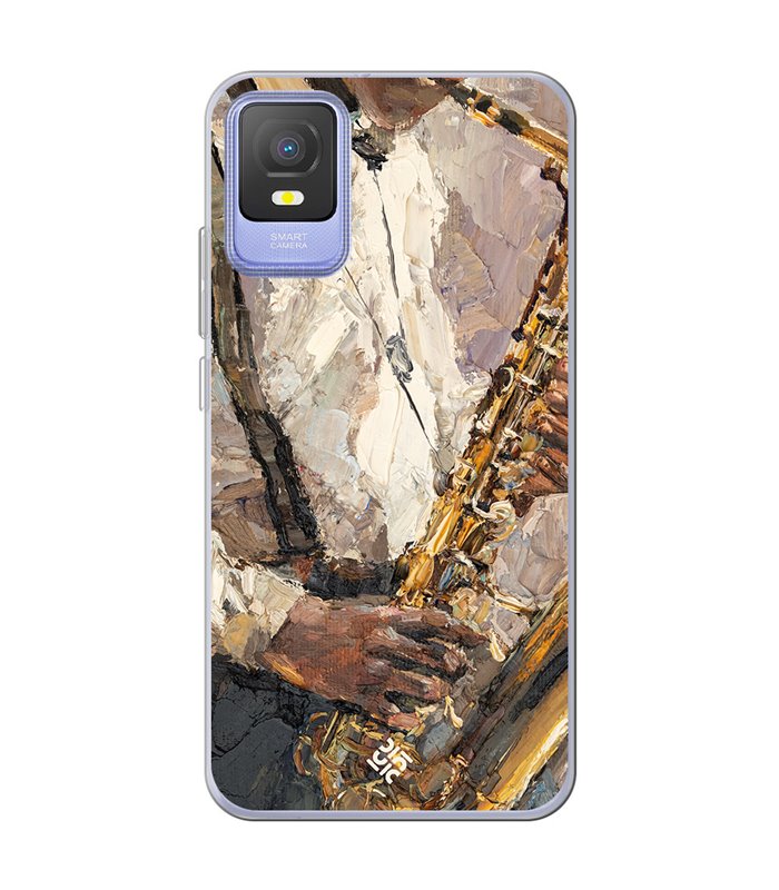 Funda para [ TCL 403 ] Diseño Música [ Pintura - Tocando el Saxofón ] de Silicona Flexible