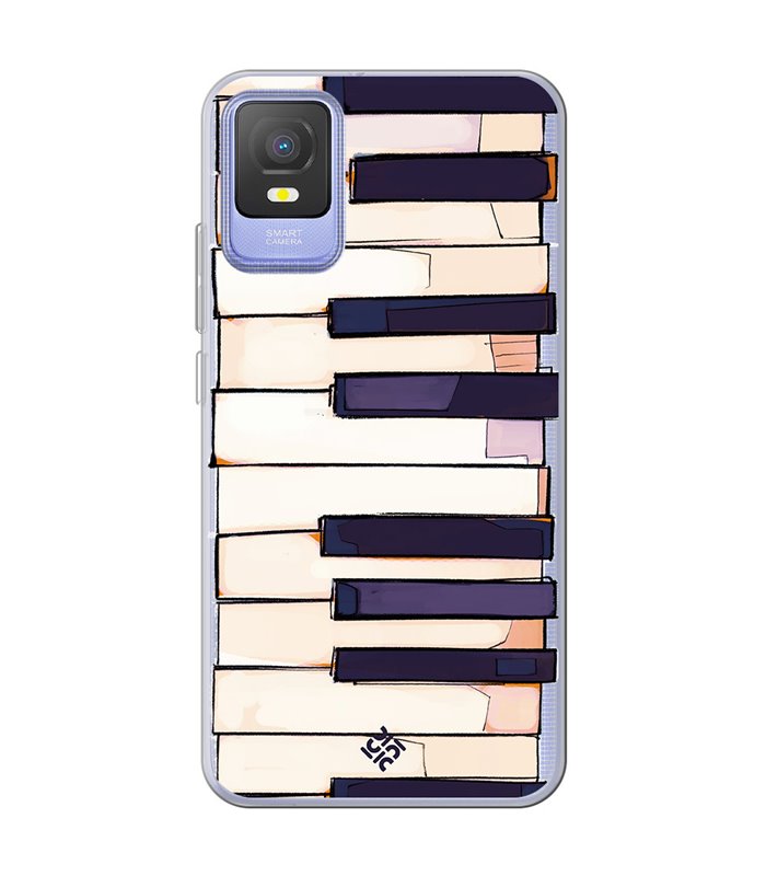 Funda para [ TCL 403 ] Diseño Música [ Teclas de Piano ] de Silicona Flexible