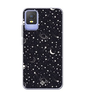 Funda para [ TCL 403 ] Dibujo Tendencias [ Fondo Estrellado con Planetas ] de Silicona Flexible