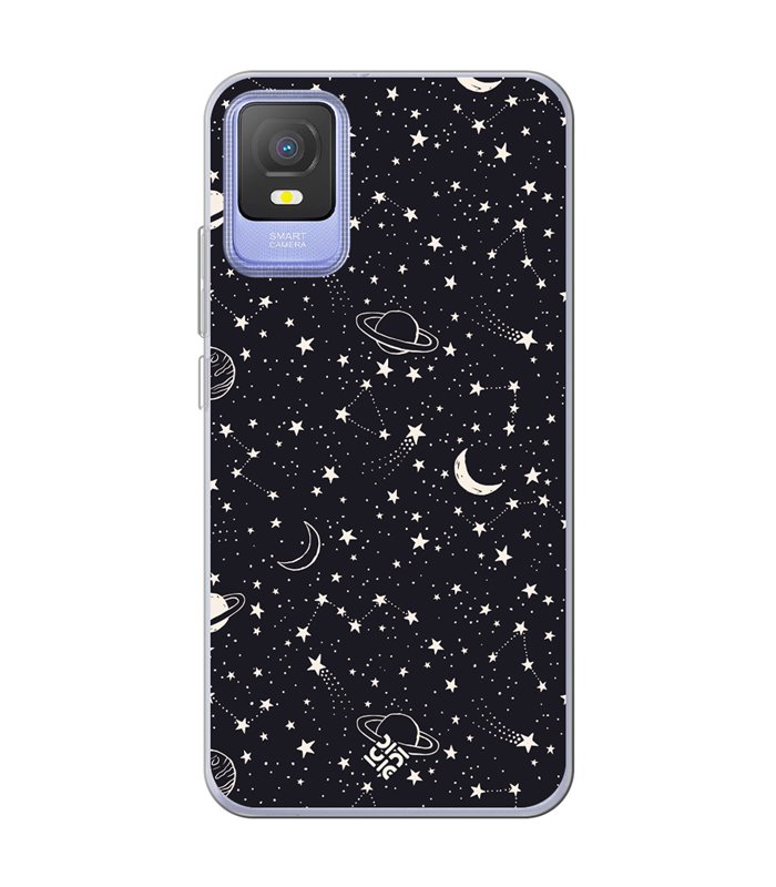 Funda para [ TCL 403 ] Dibujo Tendencias [ Fondo Estrellado con Planetas ] de Silicona Flexible