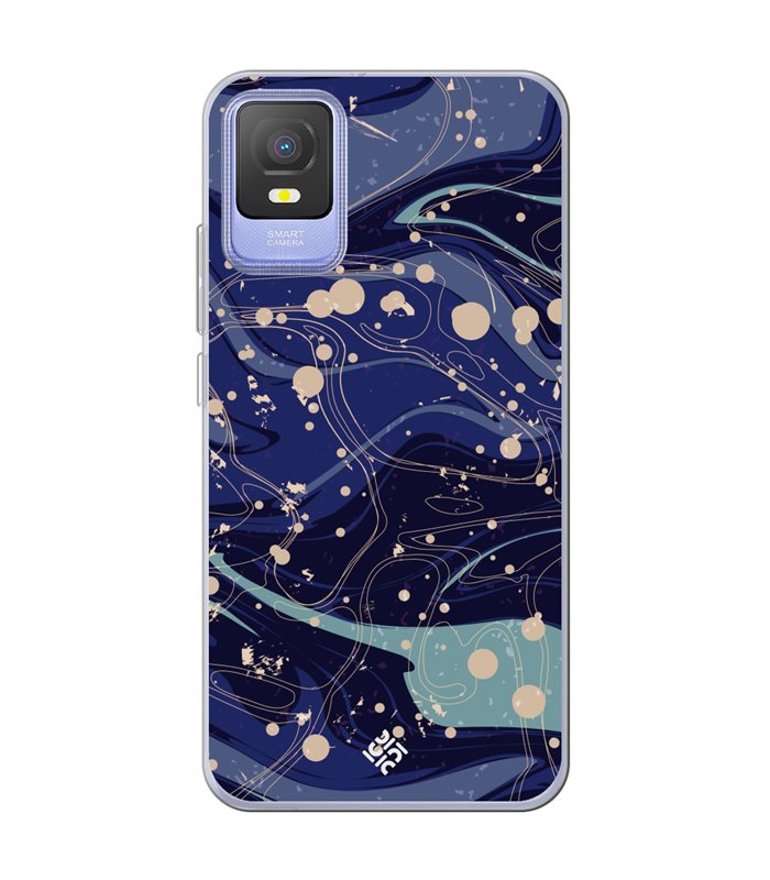 Funda para [ TCL 403 ] Dibujo Tendencias [ Pintura de Arte Abstracto Azul ] de Silicona Flexible