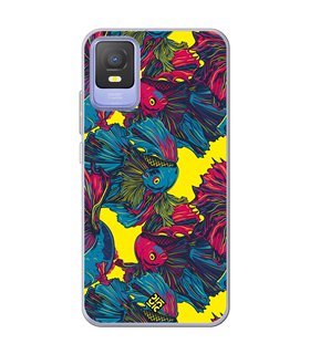 Funda para [ TCL 403 ] Dibujo Auténtico [ Patrón de Pescado Betta ] de Silicona Flexible para Smartphone