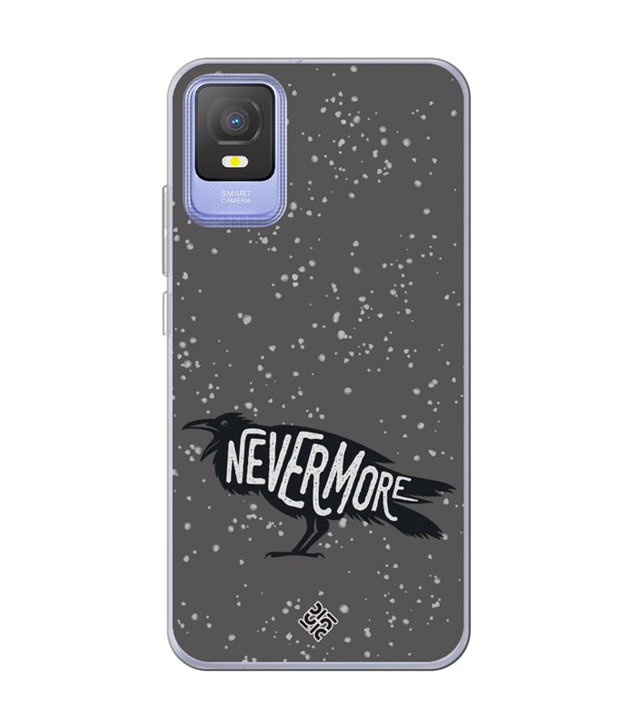 Funda para [ TCL 403 ] Dibujo Auténtico [ Cuervo Never More ] de Silicona Flexible para Smartphone 