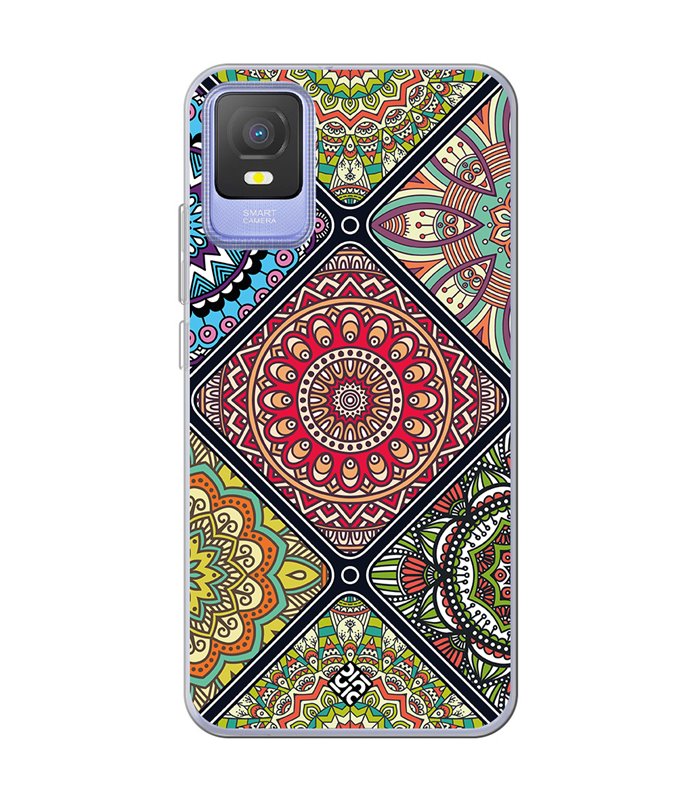 Funda para [ TCL 403 ] Dibujo Auténtico [ Motivos Mandala ] de Silicona Flexible para Smartphone 