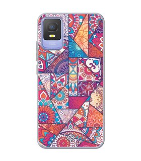 Funda para [ TCL 403 ] Dibujo Auténtico [ Mosaico Vidriera Mandala ] de Silicona Flexible