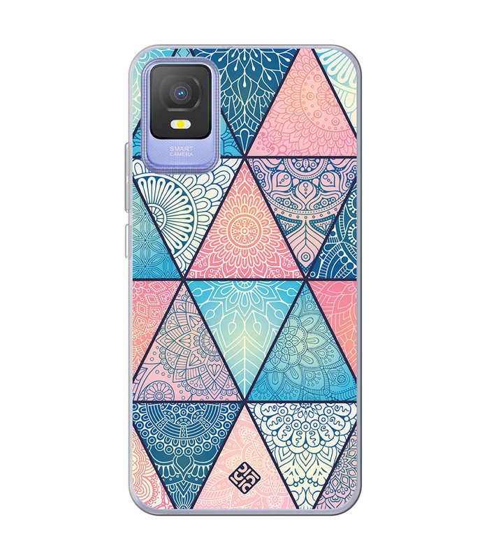 Funda para [ TCL 403 ] Dibujo Auténtico [ Mosaico Triangular Mandala ] de Silicona Flexible