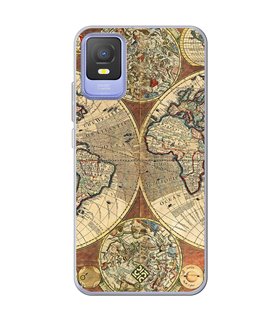 Funda para [ TCL 403 ] Dibujo Auténtico [ Antiguo Mapa Mundi ] de Silicona Flexible