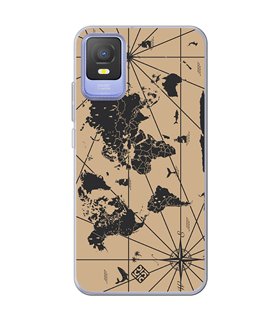 Funda para [ TCL 403 ] Dibujo Auténtico [ Mapa Mundi ] de Silicona Flexible para Smartphone 