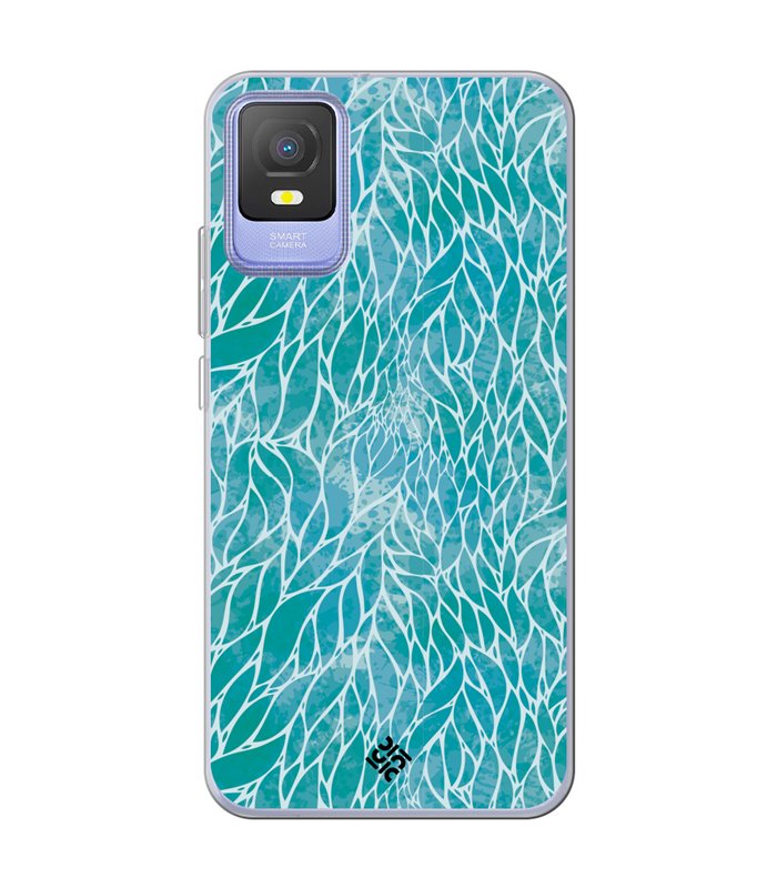 Funda para [ TCL 403 ] Dibujo Auténtico [ Patron Abstracto Azul ] de Silicona Flexible