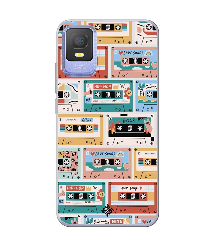 Funda para [ TCL 403 ] Dibujo Auténtico [ Cintas de Cassette ] de Silicona Flexible