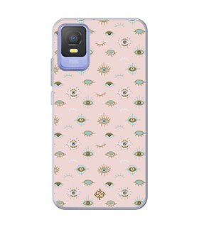 Funda para [ TCL 403 ] Dibujo Auténtico [ Ojo de Hamsa Colores Pastel ] de Silicona