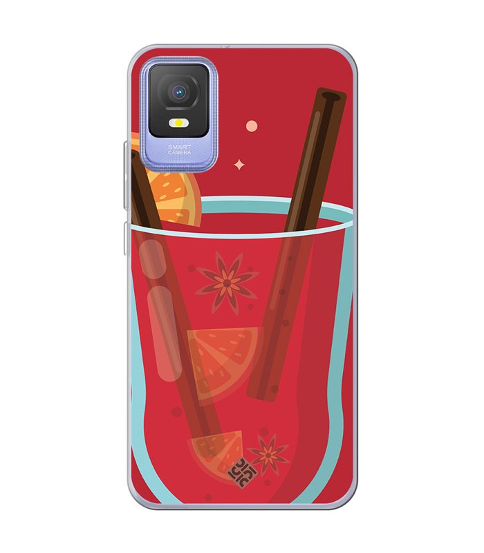 Funda para [ TCL 403 ] Dibujo Auténtico [ Vino Caliente ] de Silicona Flexible para Smartphone