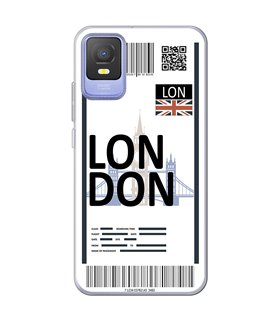 Funda para [ TCL 403 ] Billete de Avión [ London ] de Silicona Flexible para Smartphone 