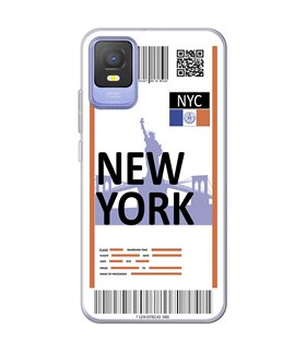 Funda para [ TCL 403 ] Billete de Avión [ New York ] de Silicona Flexible para Smartphone 