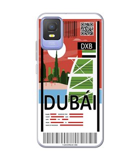 Funda para [ TCL 403 ] Billete de Avión [ Dubái ] de Silicona Flexible para Smartphone 