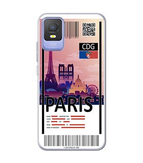 Funda para [ TCL 403 ] Billete de Avión [ París ] de Silicona Flexible para Smartphone 