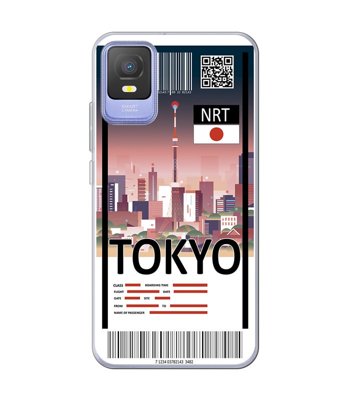 Funda para [ TCL 403 ] Billete de Avión [ Tokio ] de Silicona Flexible para Smartphone 
