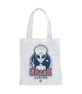 Bolsa de tela Blanca con Alien Space Legend | Tote Bag Friki y Gamer