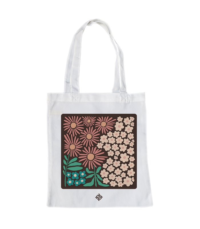 Bolsa de tela Blanca con Flores y margaritas | Tote Bag Botánica