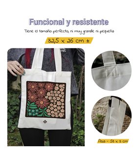 Bolsa de tela Blanca con Flores y margaritas | Tote Bag Botánica