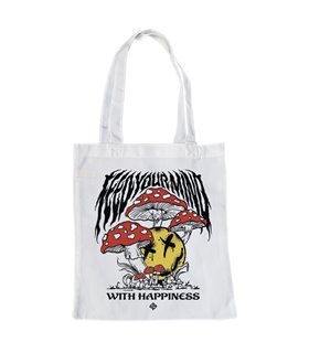Bolsa de tela Blanca con Feed your Mind - With happiness | Tote Bag Frases