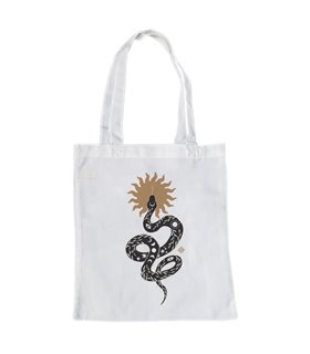 Bolsa de tela Blanca con Serpiente Esotérica y Signo Solar | Tote Bag Esotérico - Gótico