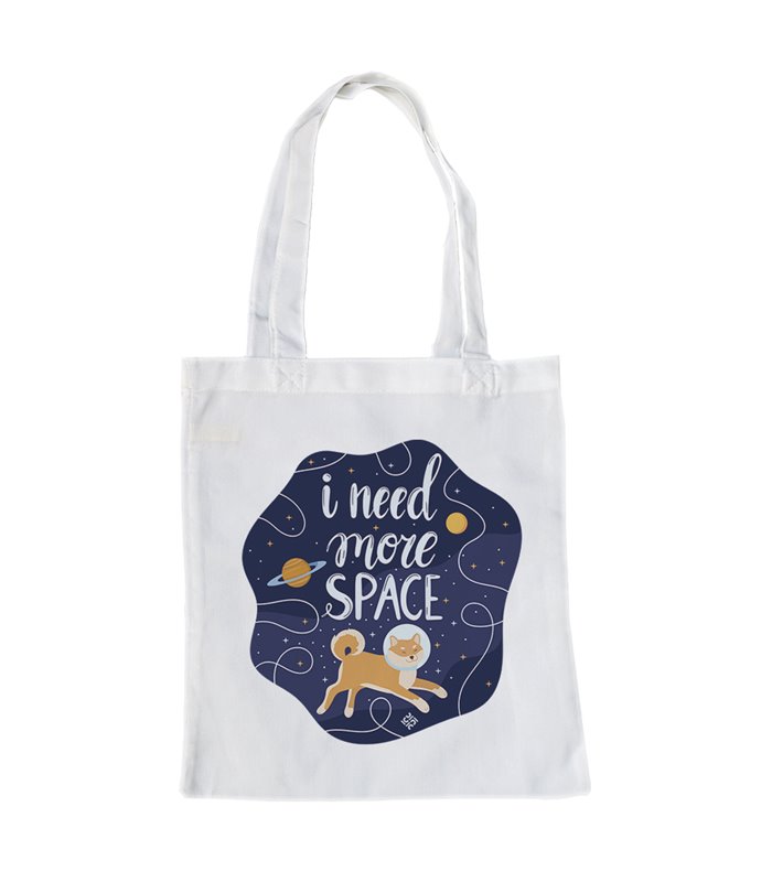 Bolsa de tela Blanca con Shiba astronauta - I need more Space | Tote Bag Animales
