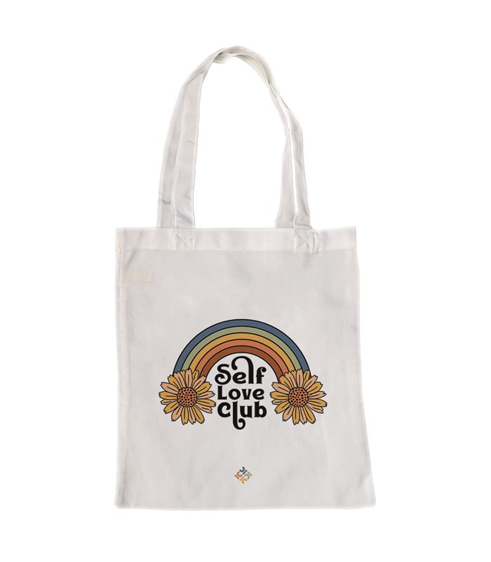 Bolsa de tela Blanca con Self love club | Tote Bag Frases