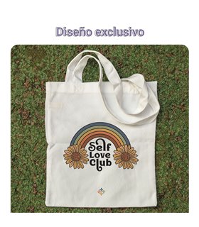 Bolsa de tela Blanca con Self love club | Tote Bag Frases