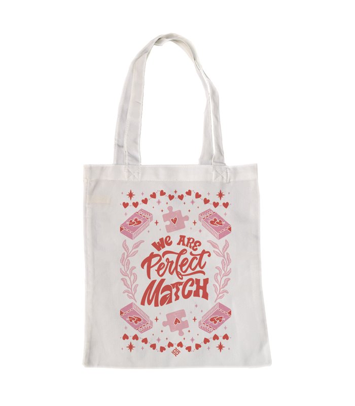 Bolsa de tela Blanca con We are Perfect match | Tote Bag Para parejas