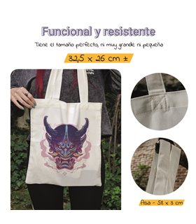 Bolsa de tela Blanca con Demonio Oni | Tote Bag I Love Japan