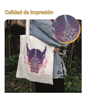 Bolsa de tela Blanca con Demonio Oni | Tote Bag I Love Japan