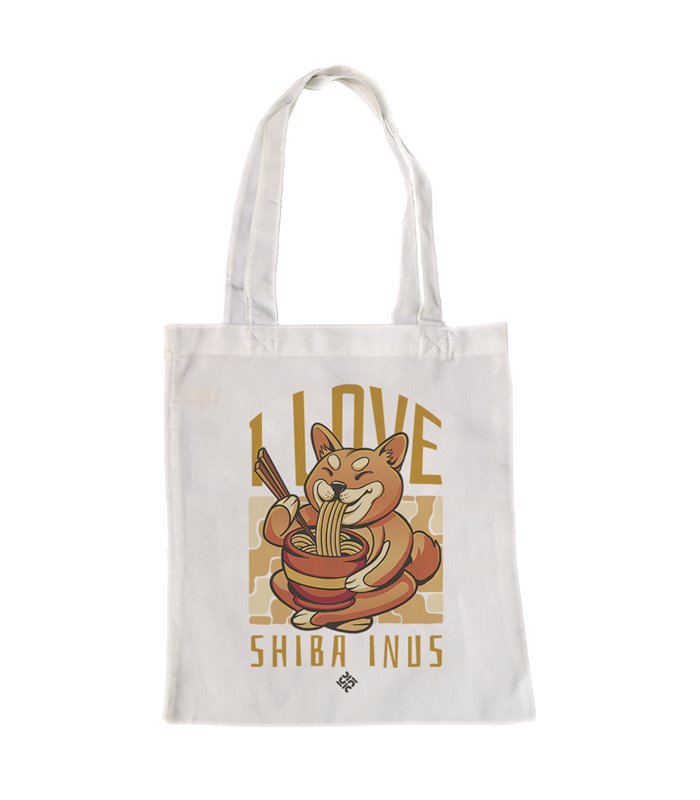 Bolsa de tela Blanca con I love shiba inus | Tote Bag I Love Japan