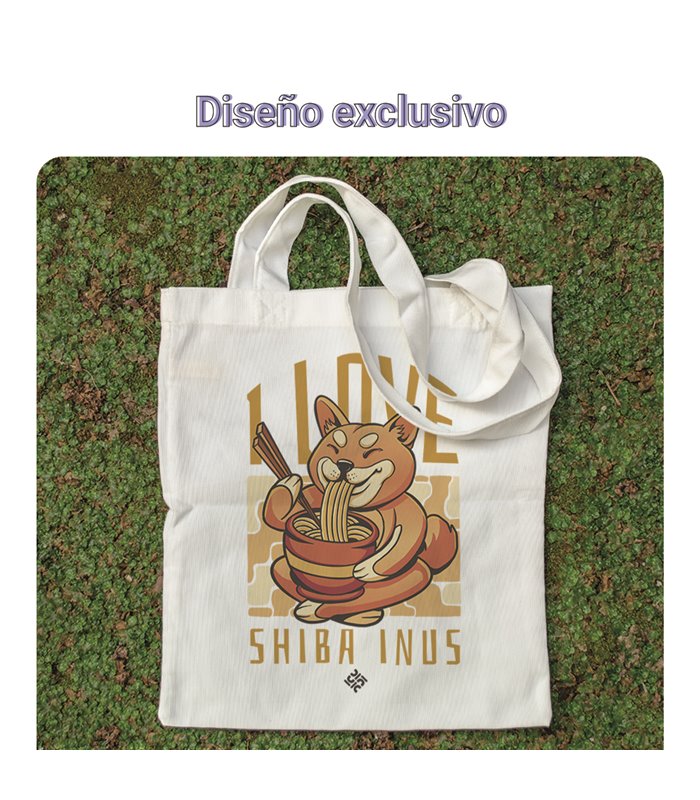Bolsa de tela Blanca con I love shiba inus | Tote Bag I Love Japan