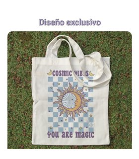 Bolsa de tela Blanca con Cosmic Vibes you are magic | Tote Bag Aesthetic