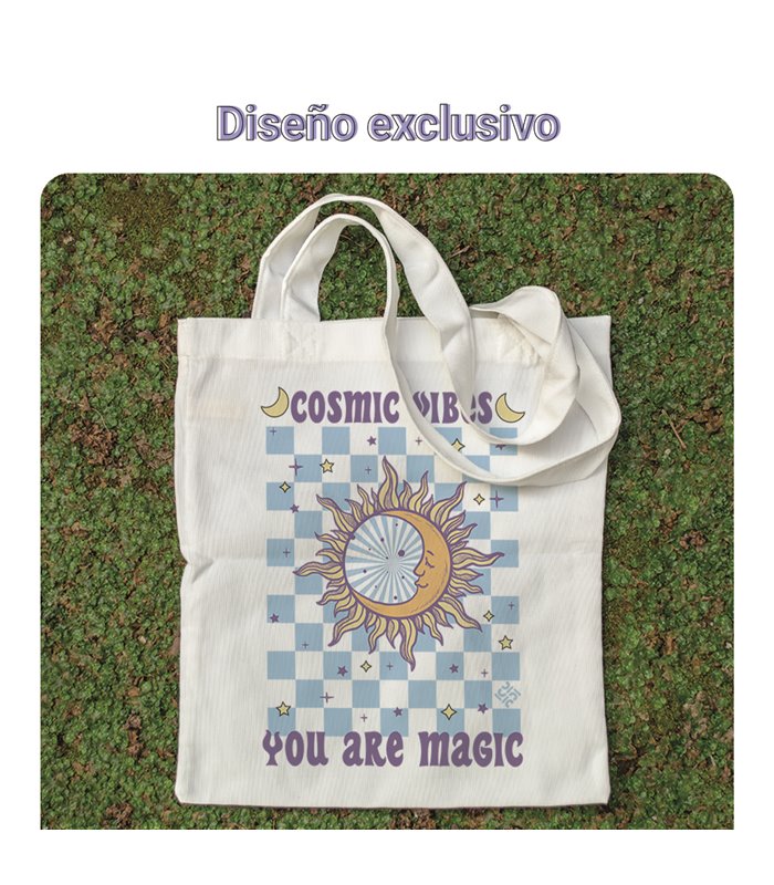 Bolsa de tela Blanca con Cosmic Vibes you are magic | Tote Bag Aesthetic
