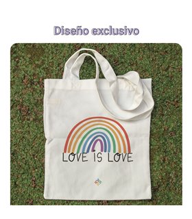 Bolsa de tela Blanca con Arcoiris Love is Love | Tote Bag LGBTIQ+